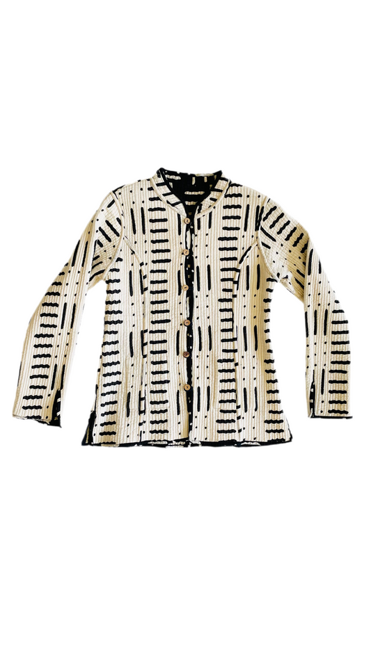 Vintage 90s cream & black quilted reversible jacket - Size S