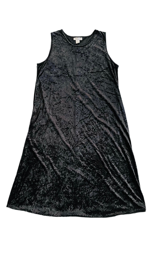 Vintage 90s black stretch velvet maxi tank dress - Size XL