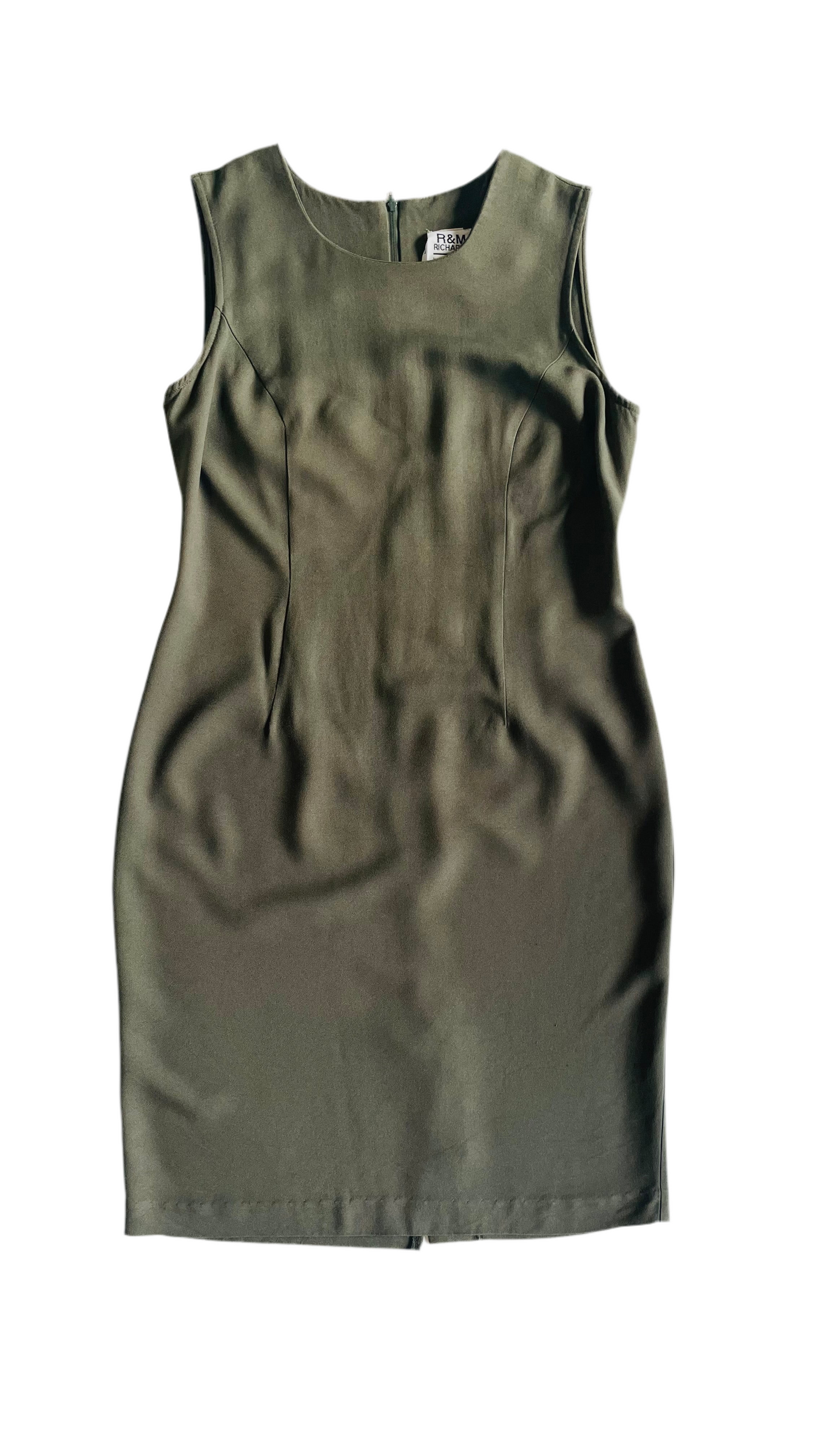 Vintage 90s army green shift dress - Size M