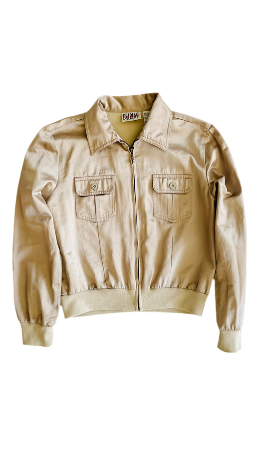 Vintage 90s BILL BLASS tan matte satin jacket - Size S