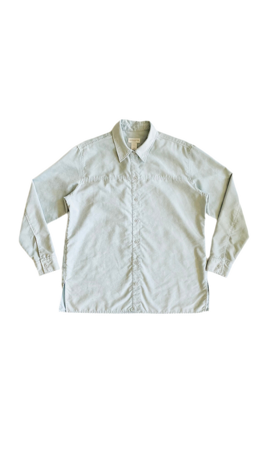 Vintage 90s LIZ CLAIBORNE baby blue ultrasuede button up shirt - Size M