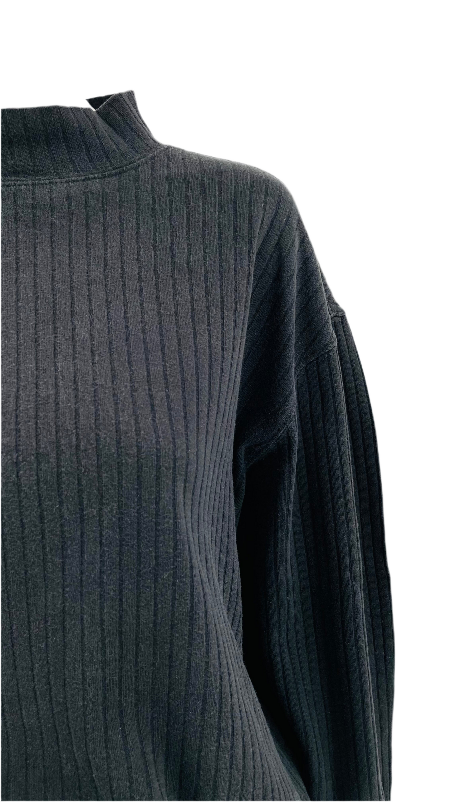 Vintage 90s faded black ribbed long sleeve shirt - Size L