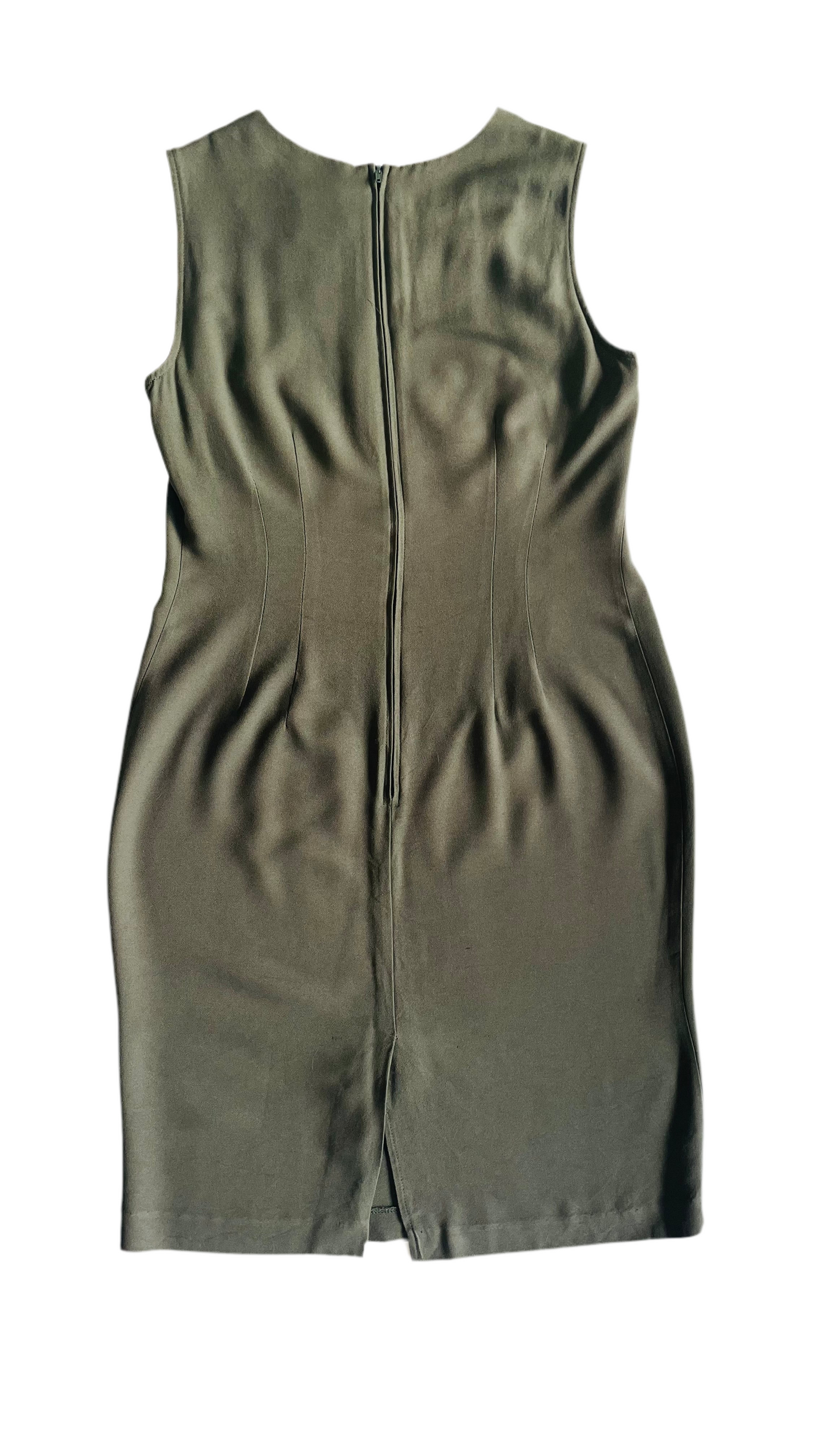 Vintage 90s army green shift dress - Size M