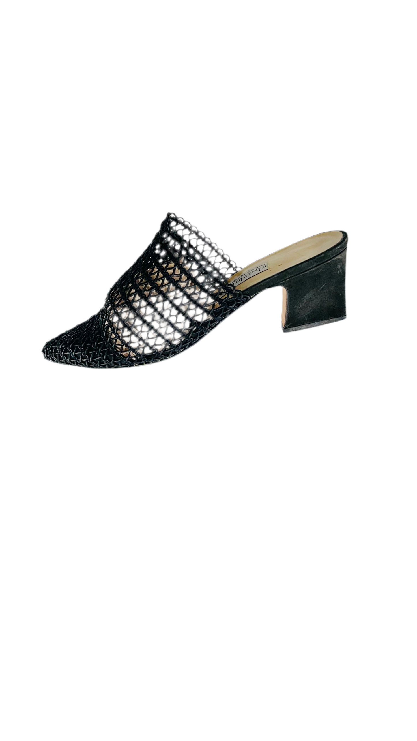 Vintage black woven mule slides - Size 7