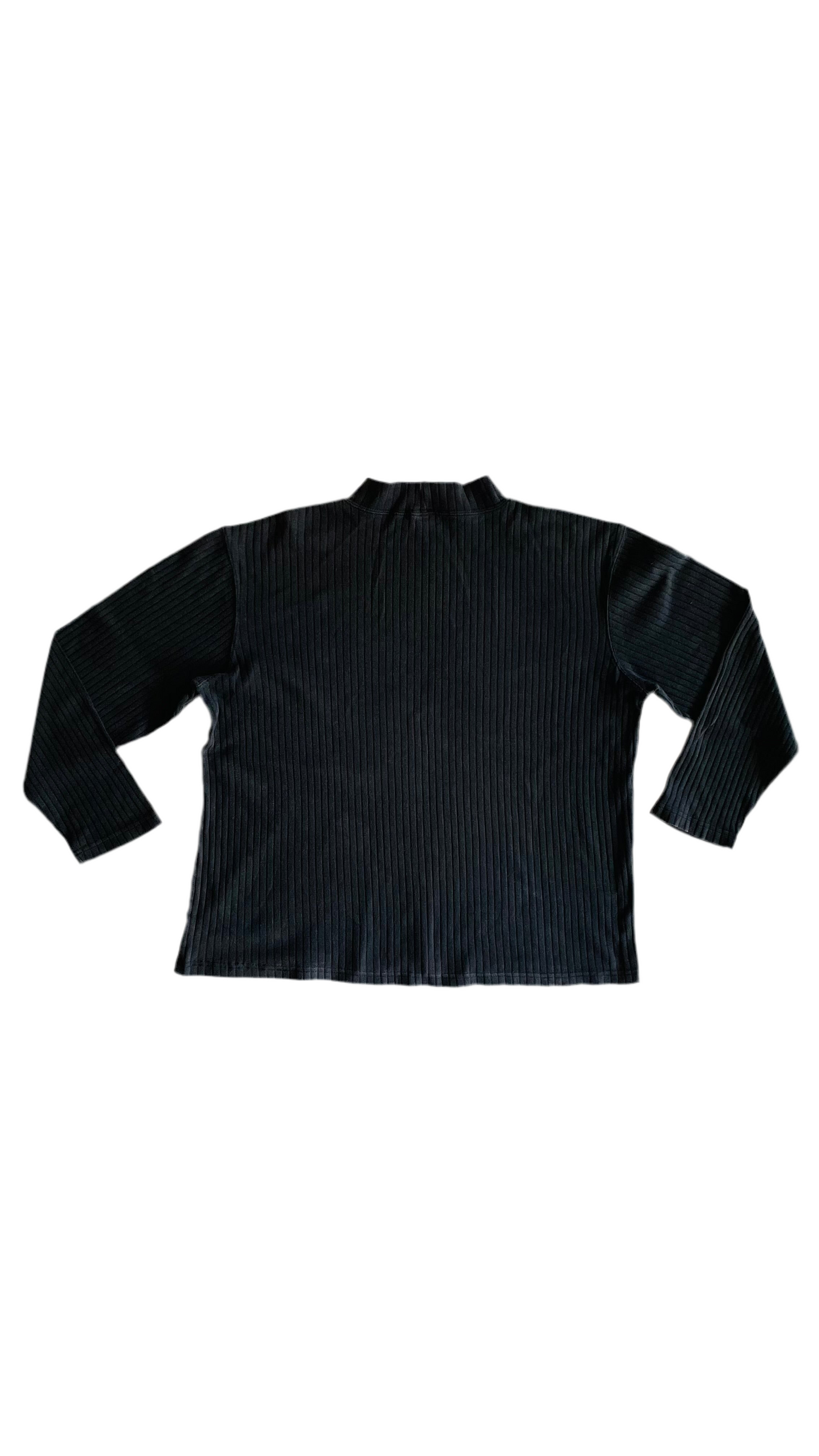 Vintage 90s faded black ribbed long sleeve shirt - Size L
