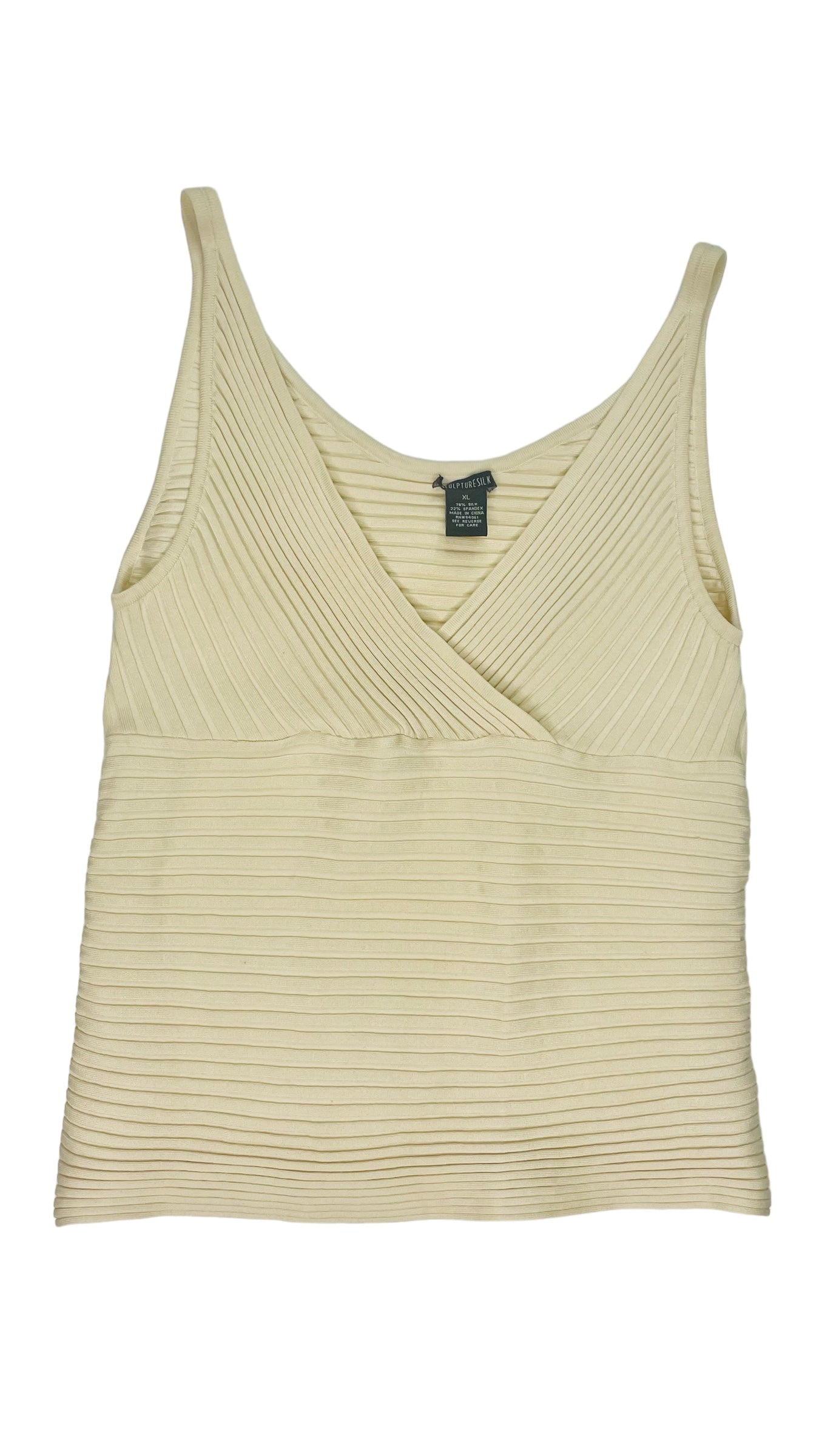 Vintage 90s silk ribbed wrap knit tank top - Size XL