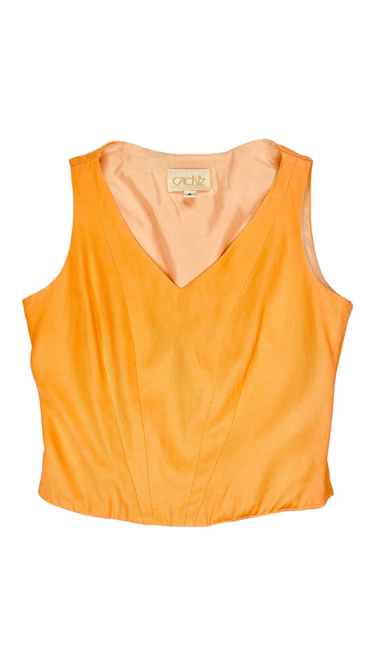 Vintage 90s CACHE orange fitted tank top - Size 4