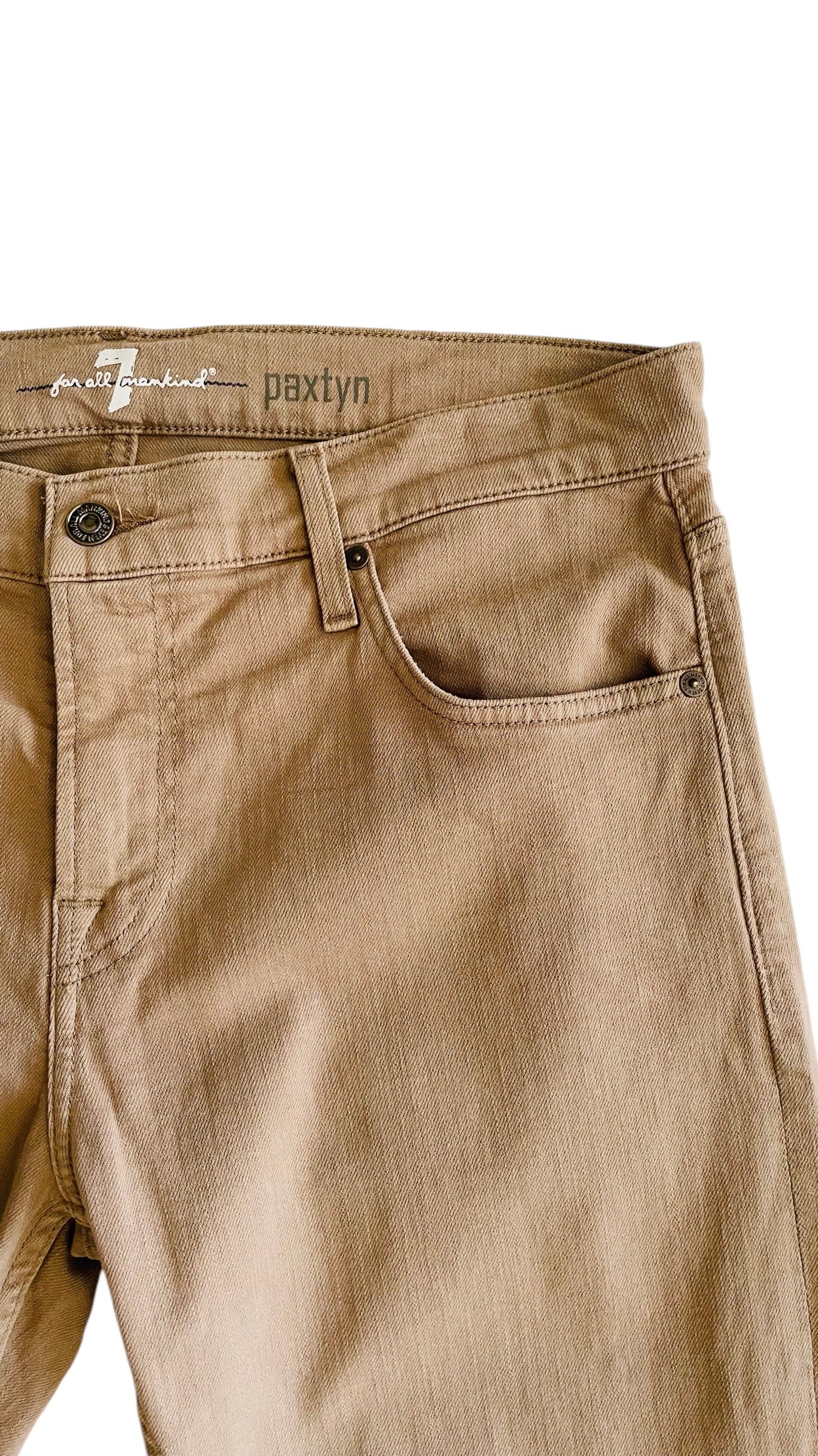 Pre-Loved 7 FOR ALL MANKIND Paxtyn tan slim fit jeans - Size 34 x 34