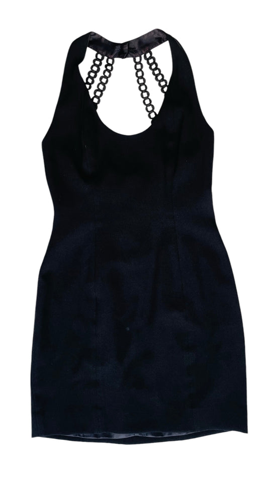 Vintage 90s Black CACHE x NICOLE MILLER halter mini tank dress evening wear prom - Size 8