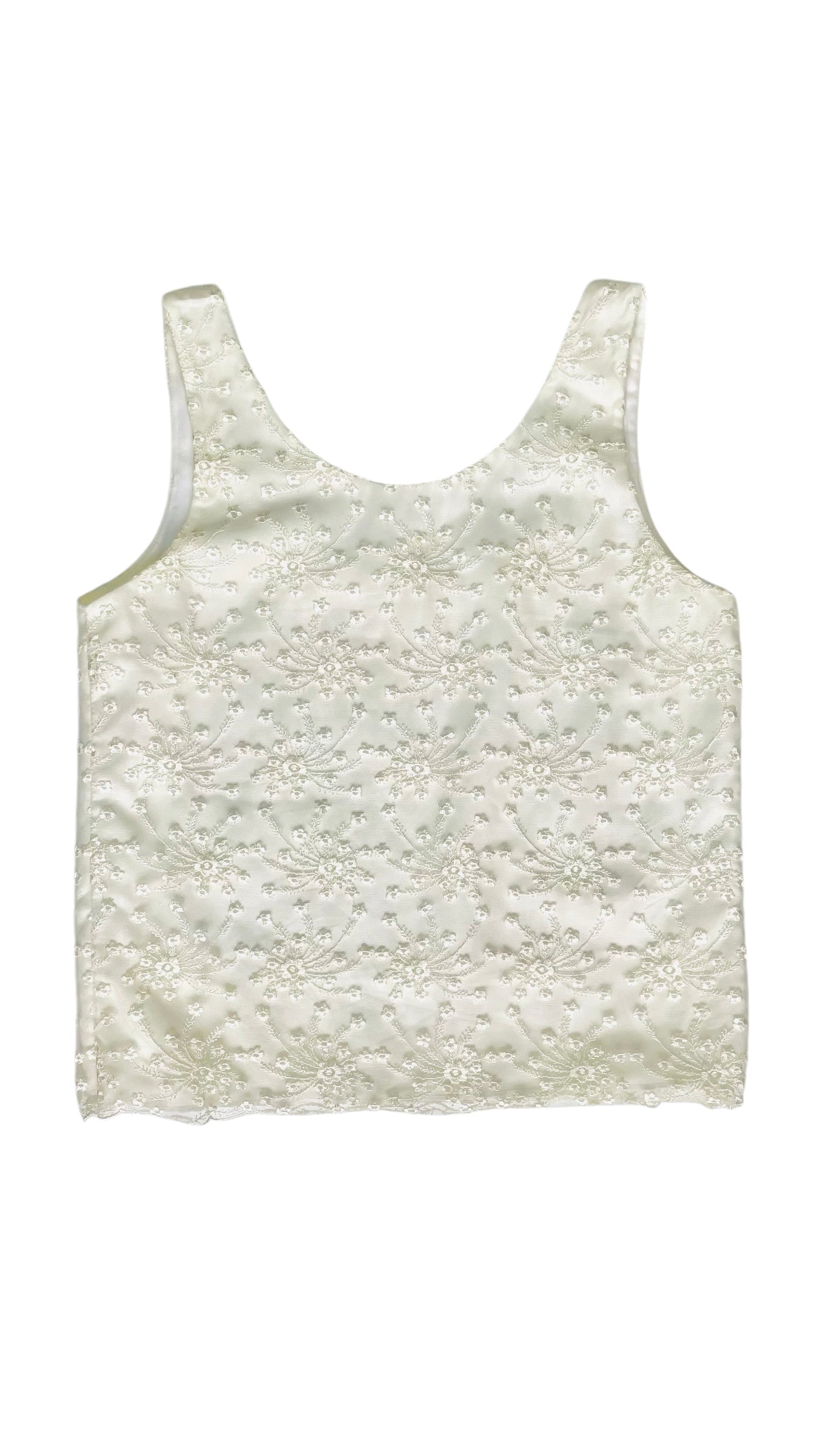 Vintage 90s CACHE cream floral embroidered tank top  - Size S