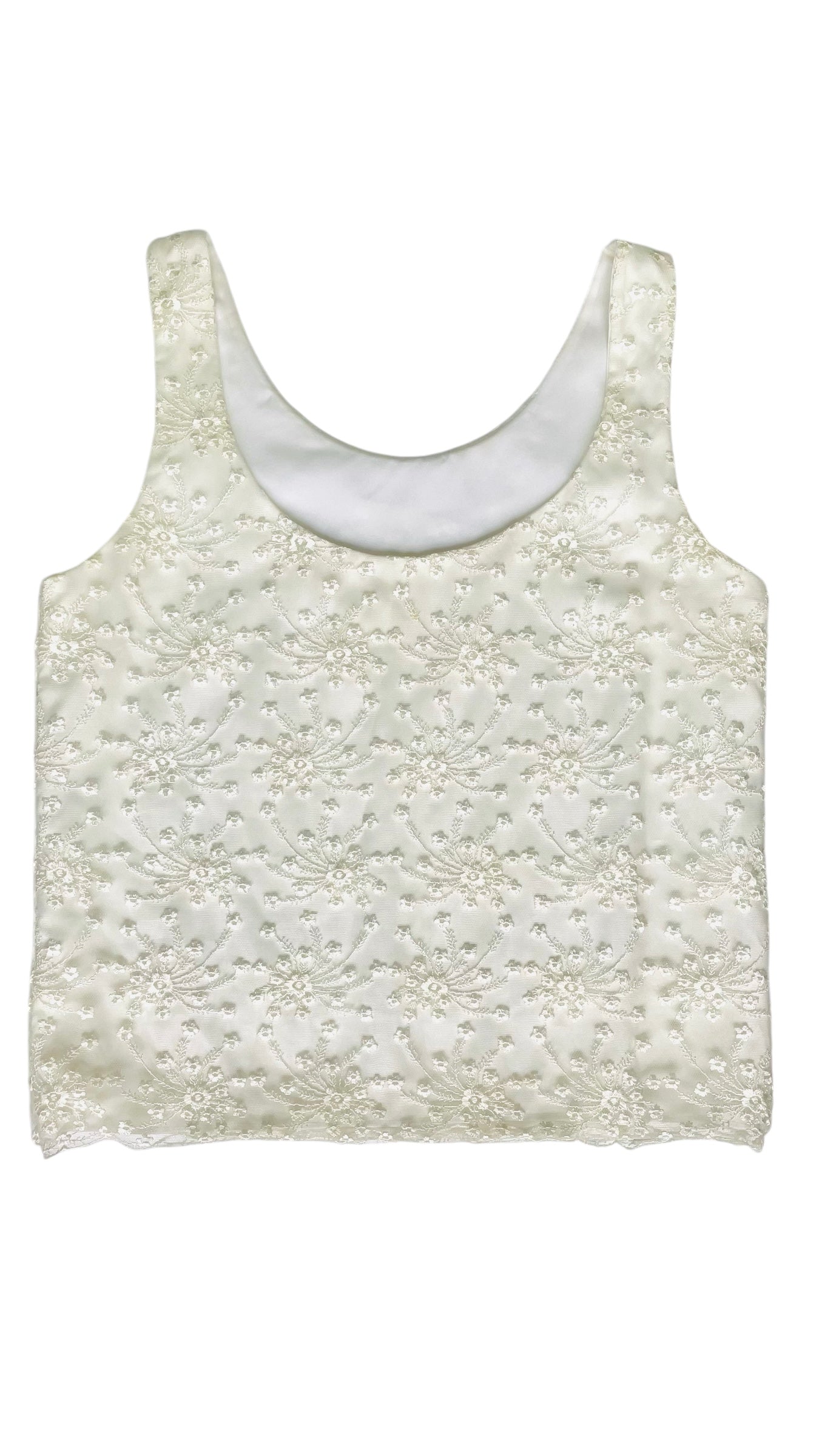 Vintage 90s CACHE cream floral embroidered tank top  - Size S