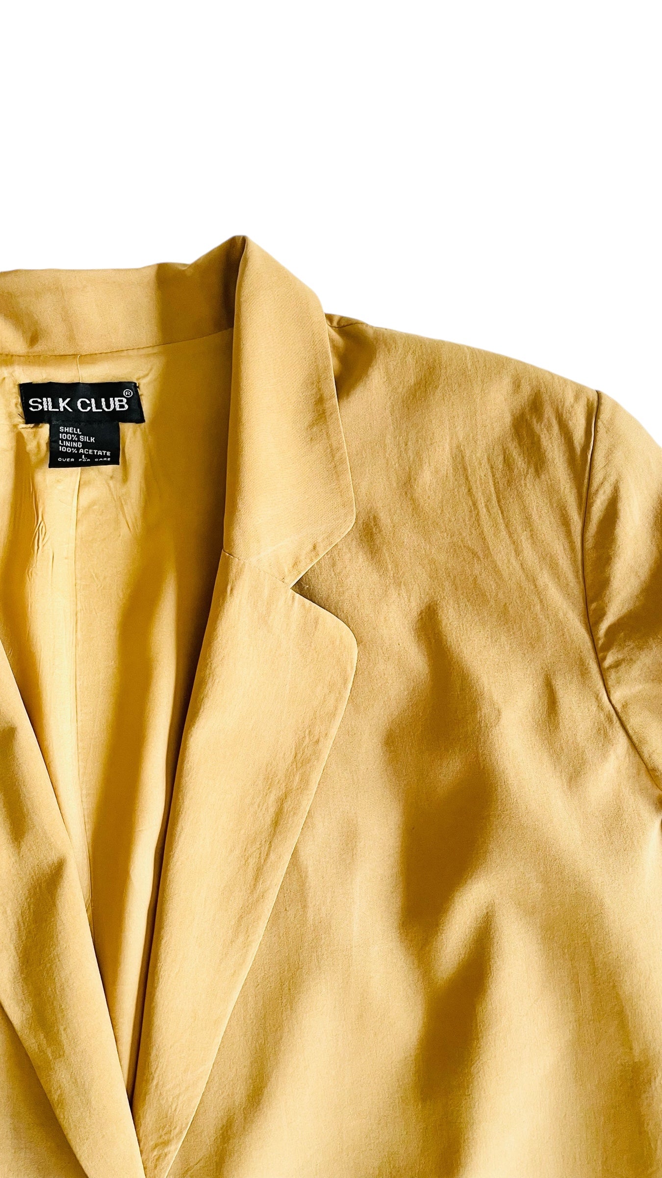 Vintage 90s mustard silk single button blazer - Size L