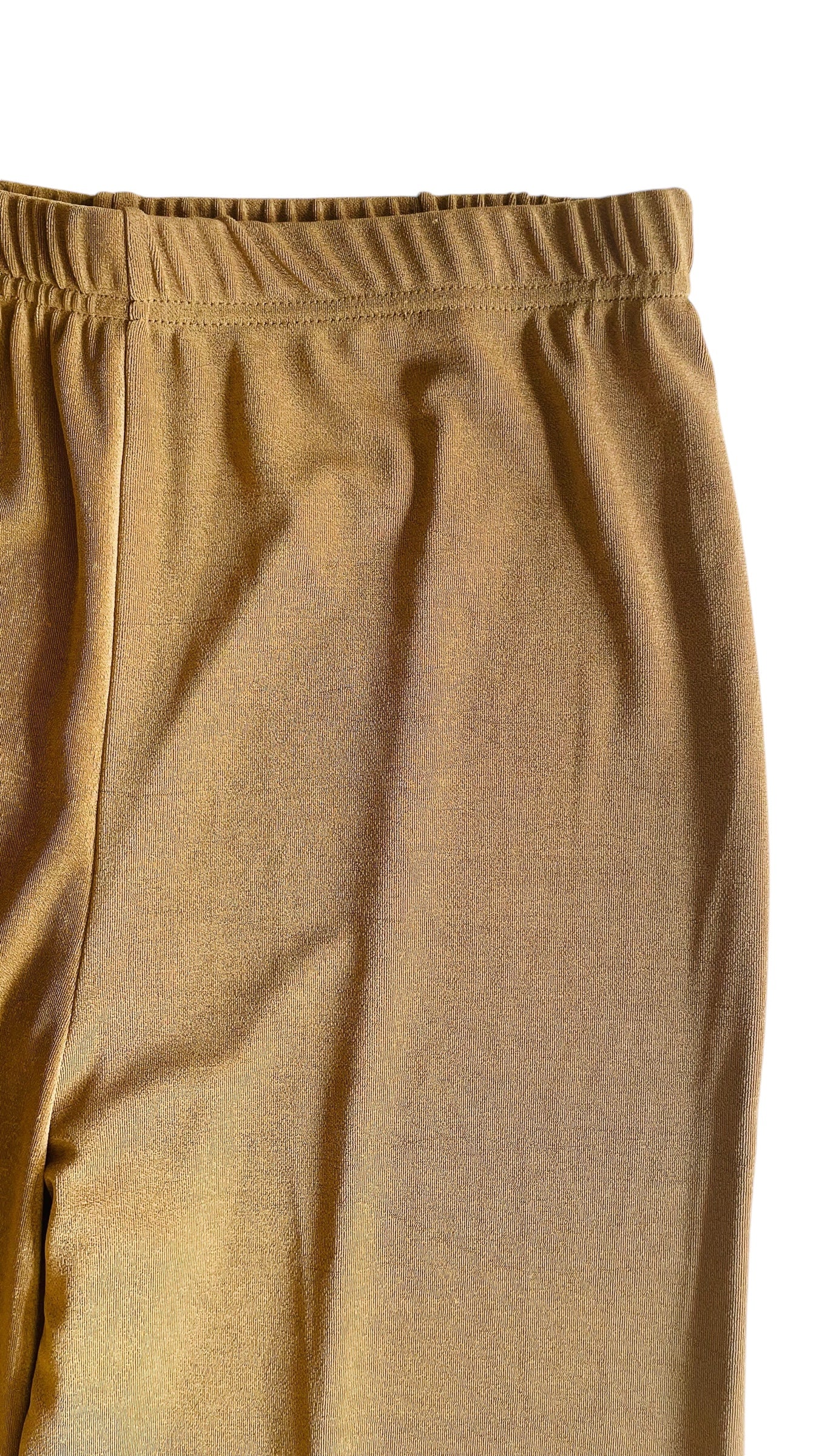Vintage honey mustard yellow 90s stretch slinky knit trousers - Size L
