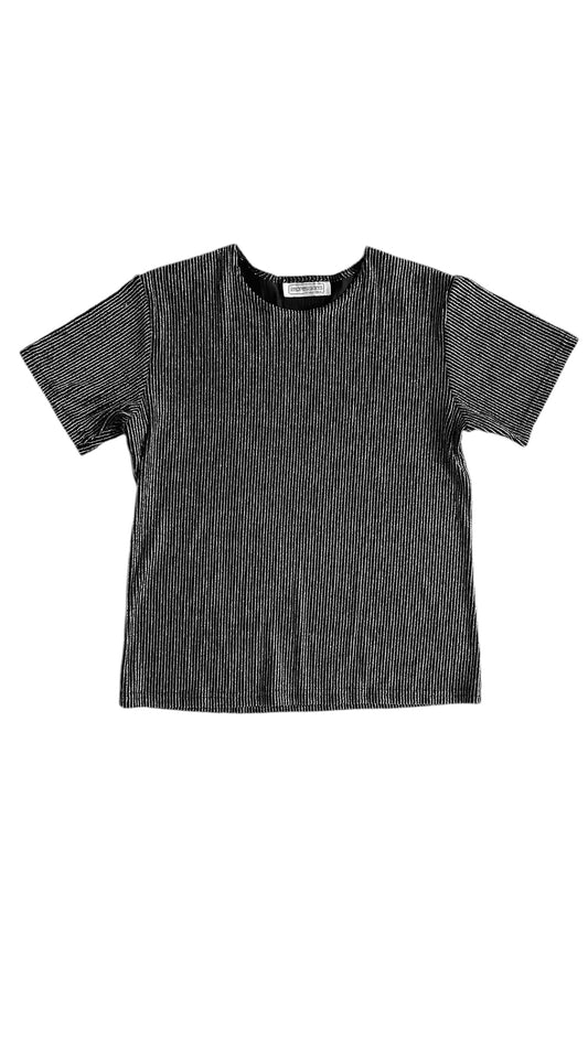 Vintage 90s black and silver metallic striped knit t-shirt - Size S