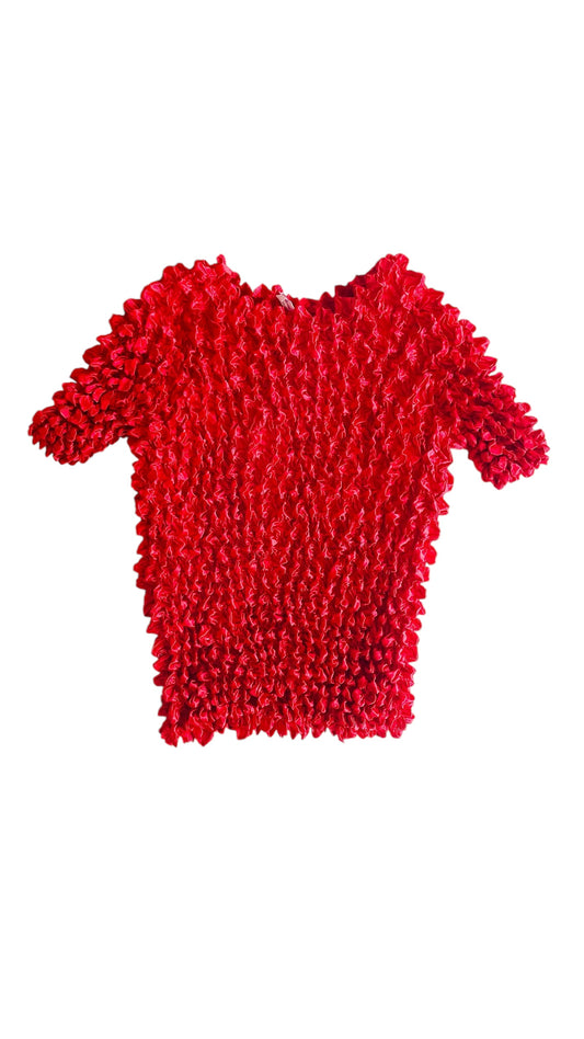 Vintage 90s red pleated top - One Size