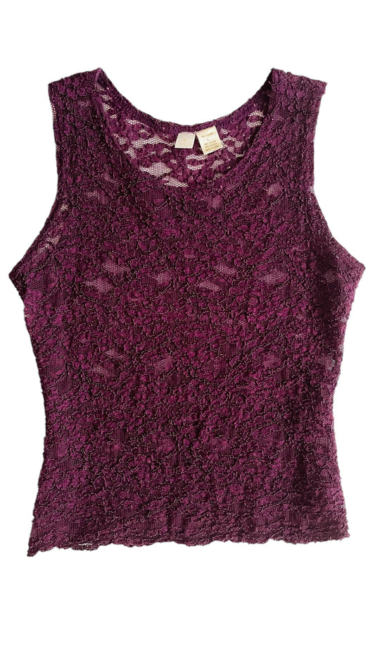 Vintage 90s VICTORIA’S SECRET purple lace tank top - Size L