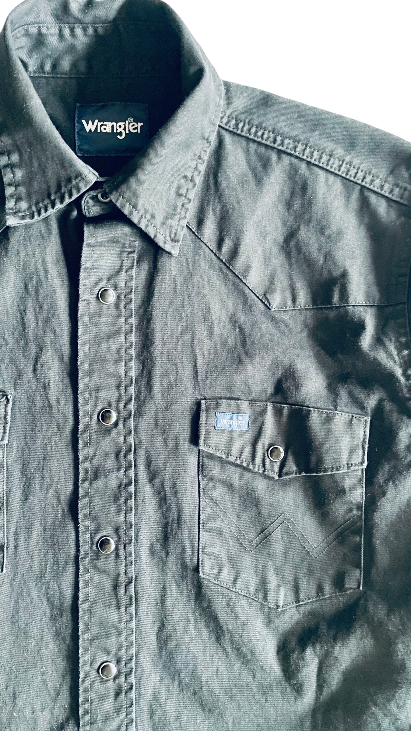 Vintage 90s WRANGLER black button up western shirt - Size L
