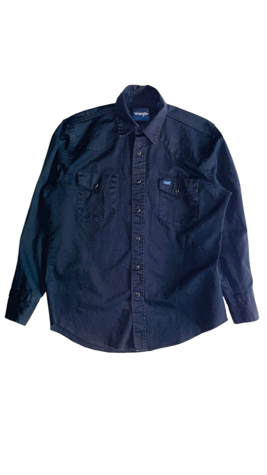 Vintage 90s WRANGLER black button up western shirt - Size L