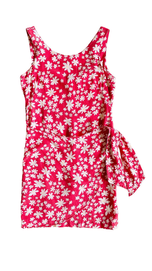 Vintage 90's GUESS red daisy flower print tank dress - Size M