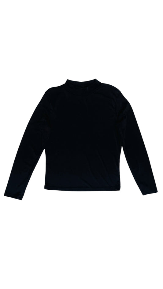 Vintage 90s black long sleeve mockneck knit top - Size M