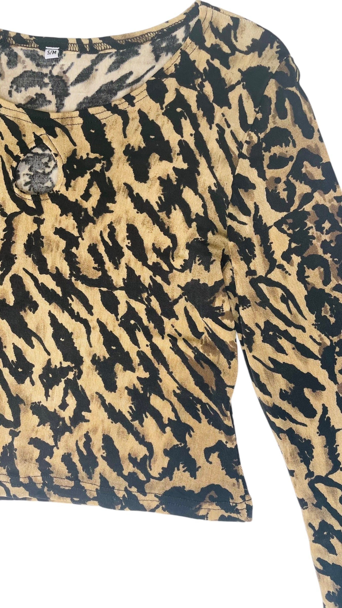Vintage 90s slinky leopard print top - Size S