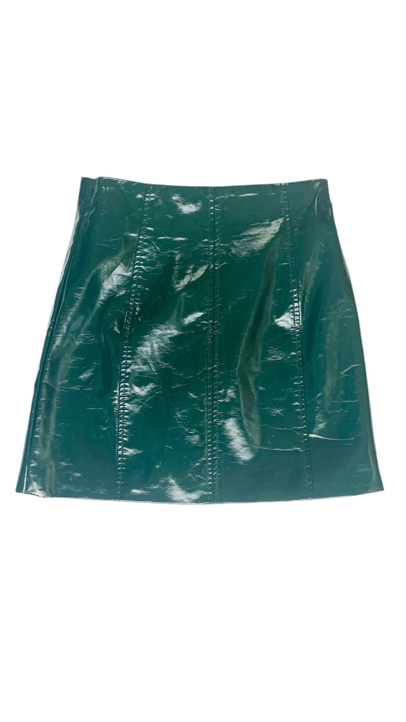 Pre-Loved green patent faux leather mini skirt - Size M