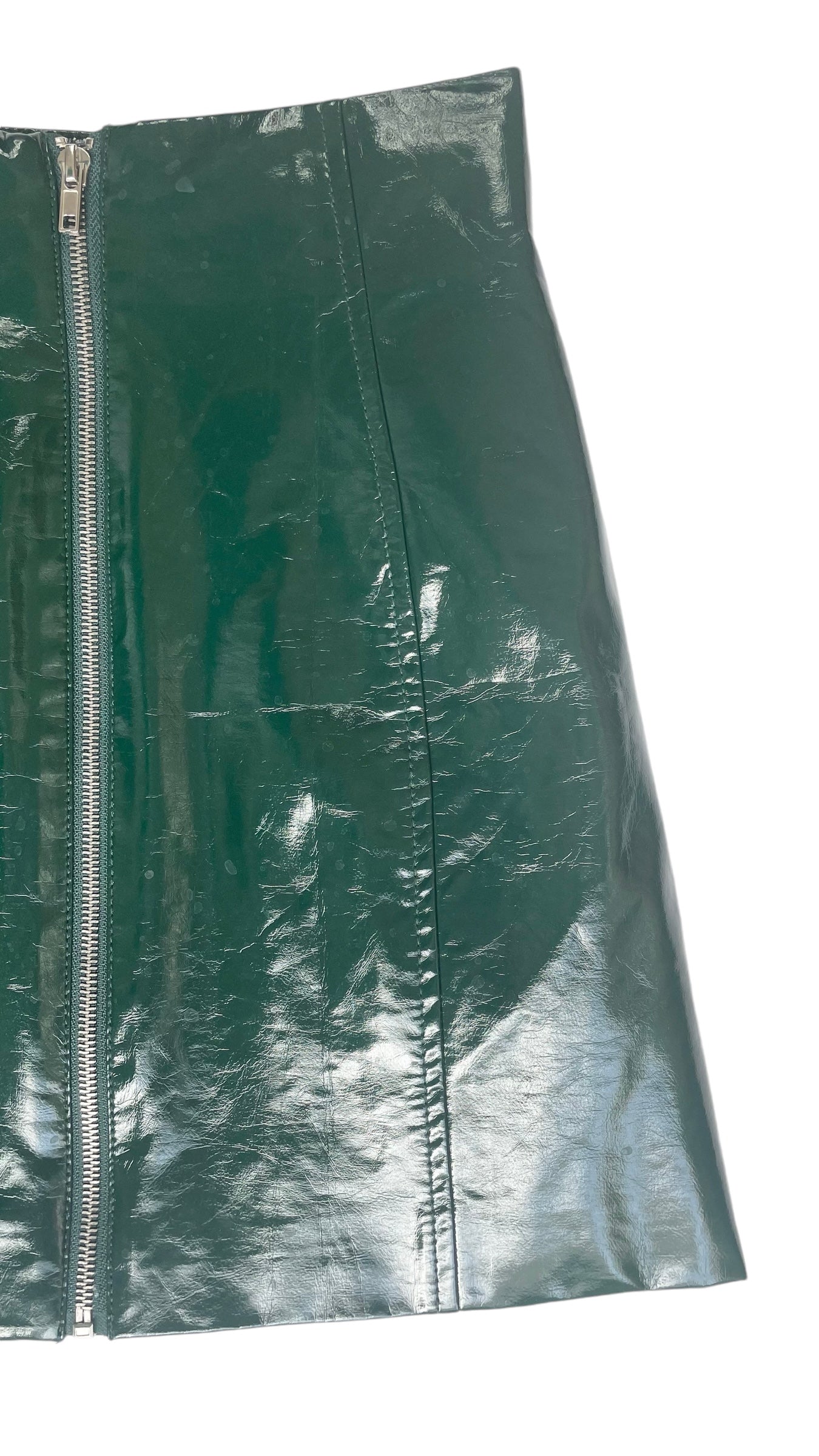 Pre-Loved green patent faux leather mini skirt - Size M