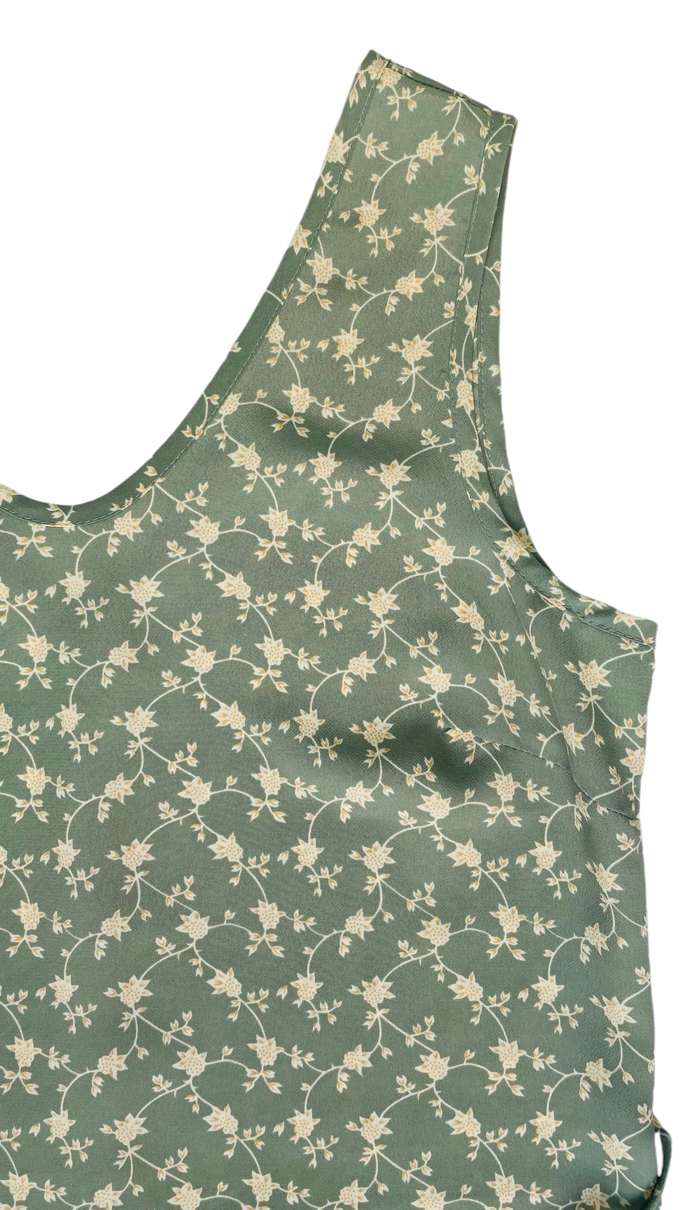 Vintage 90s sage green floral print mini tank dress - Size S