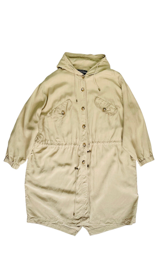 Vintage 90s J PETERMAN tan silk anorak coat - Size S-XL