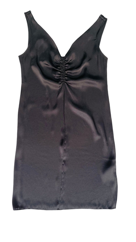Pre-loved ALL SAINTS black satin mini tank dress - Size 6