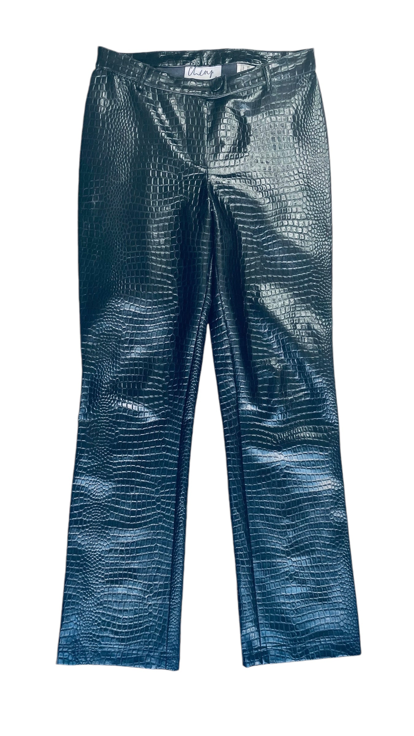 Vintage 90s MOSCHINO black crocodile embossed faux leather pants - Size 8