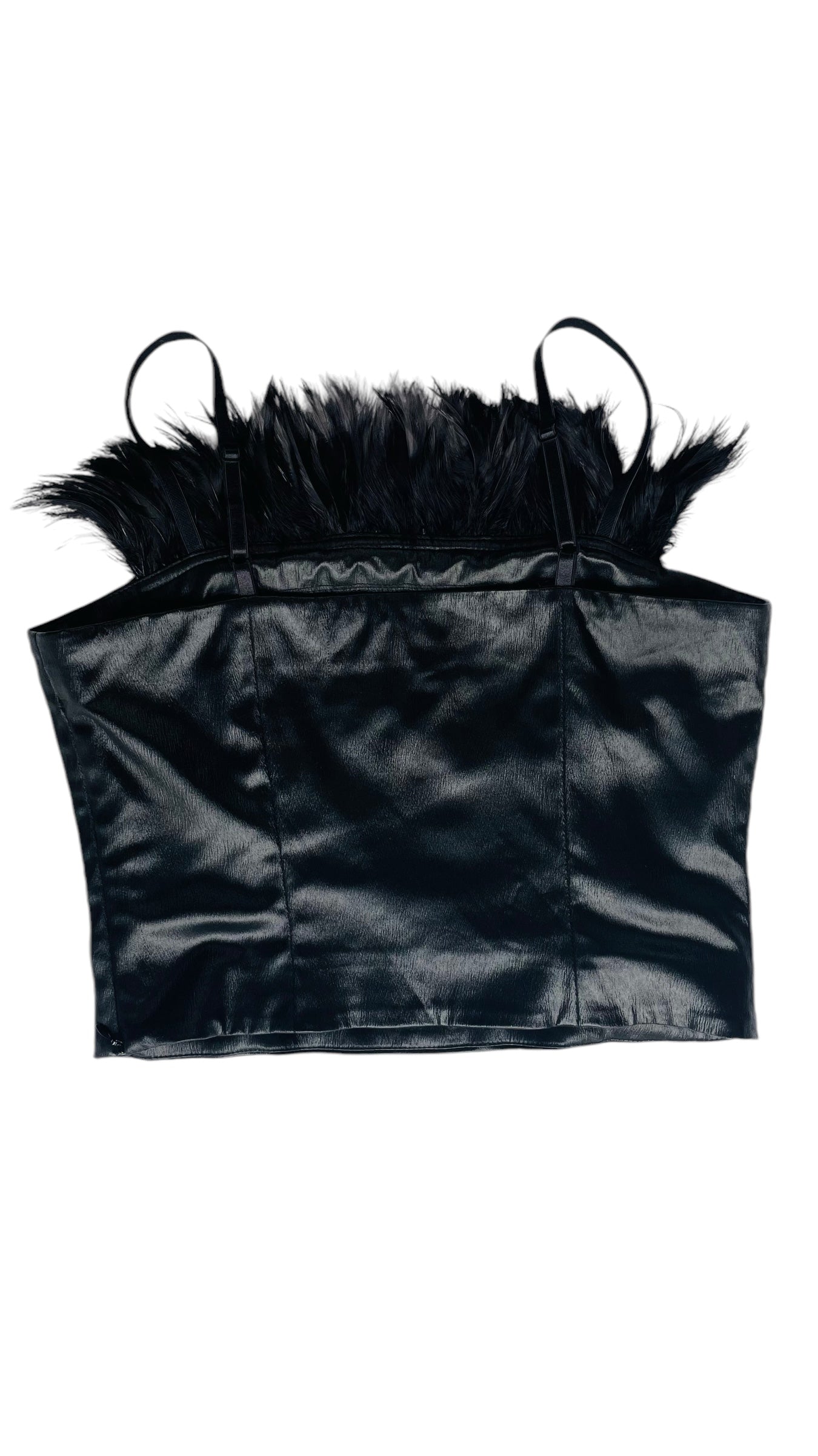 Vintage 90s CACHE black feather tank top  - Size 10