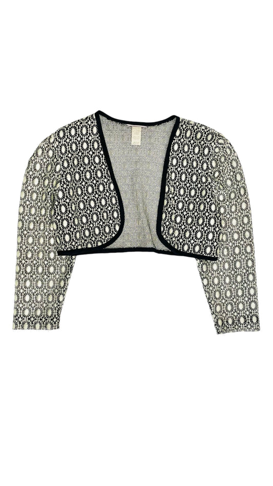 Vintage 90s black & white long sleeve lace bolero top - Size M