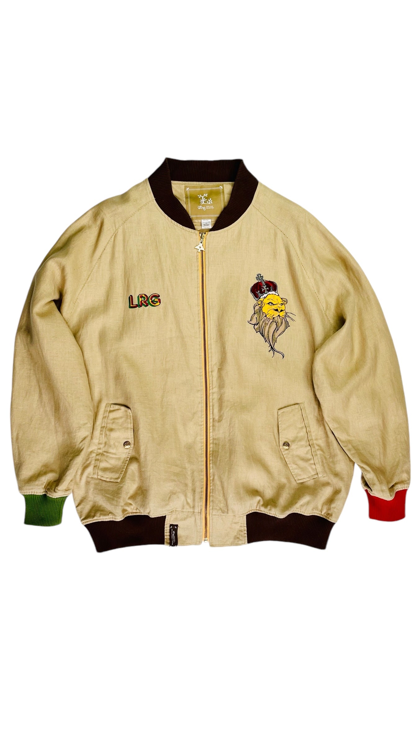 Pre-Loved LRG tan linen bomber jacket - Size 3XL