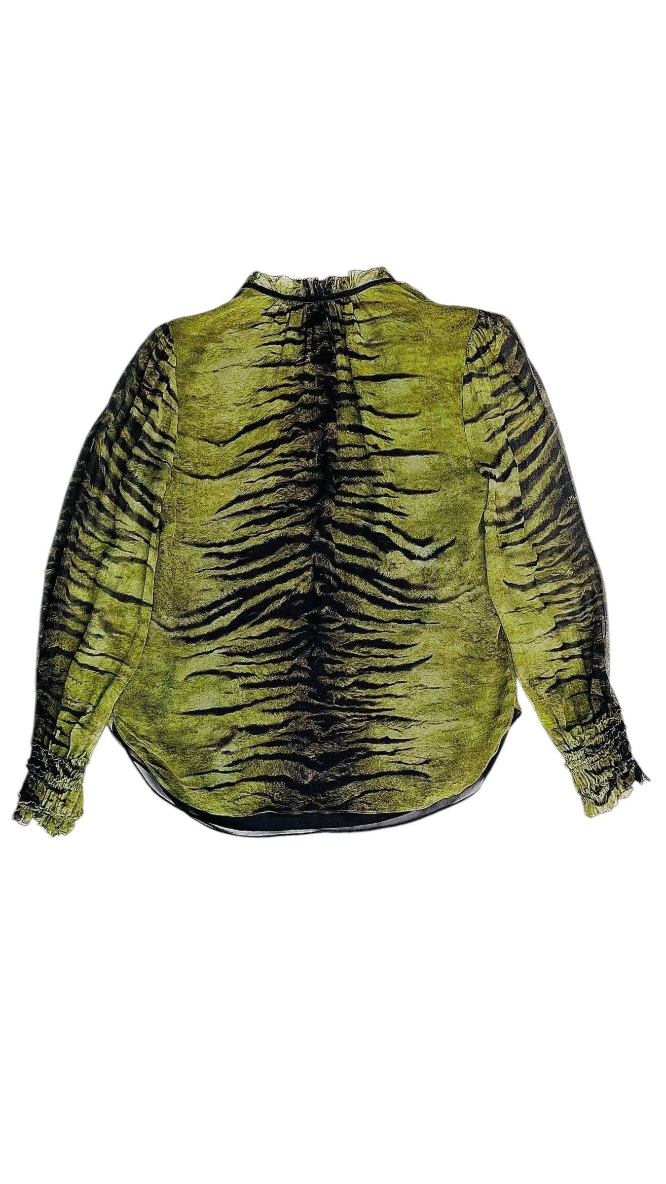 Pre-Loved ELIE TAHARI green tiger print top - Size XS