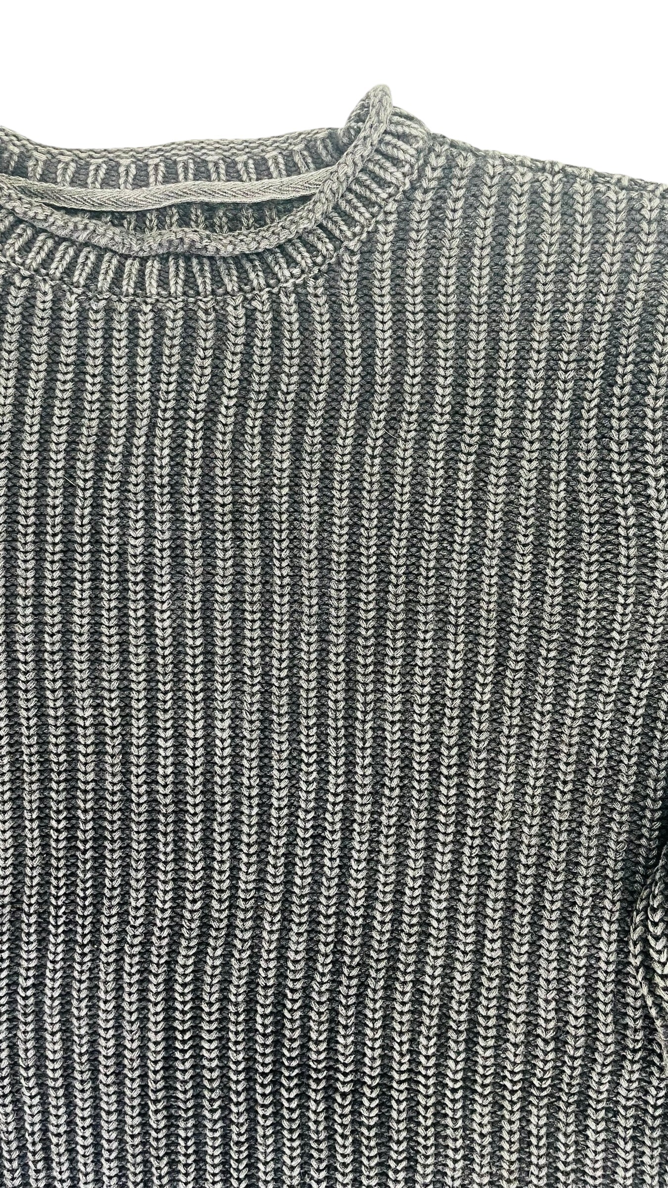 Pre-Loved charcoal large knit sweater with washed out detail- Size XL