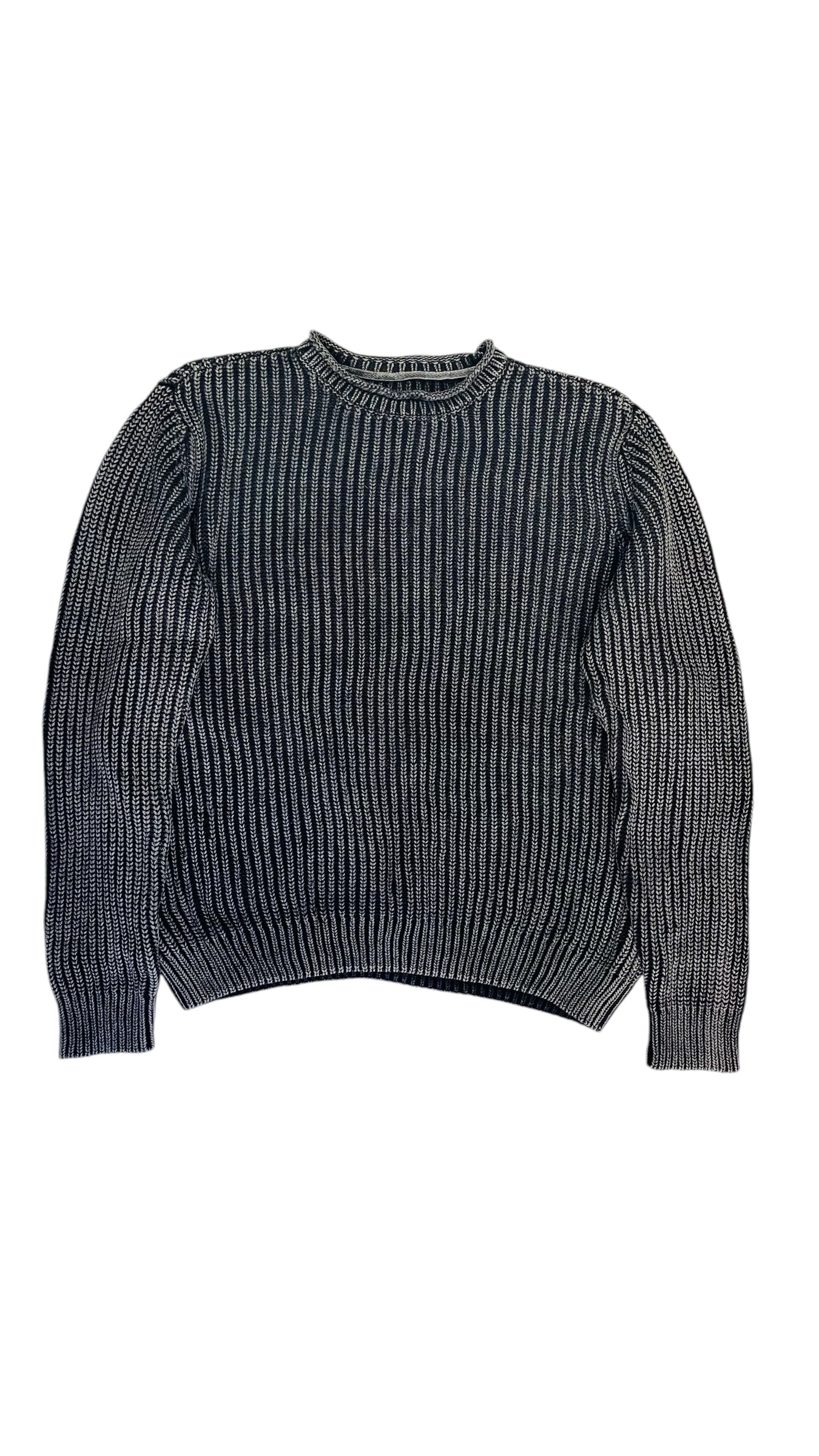 Pre-Loved charcoal large knit sweater with washed out detail- Size XL