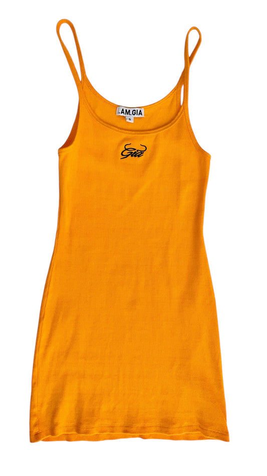 Pre-Loved neon orange I.AM.GIA mini tank dress - Size S