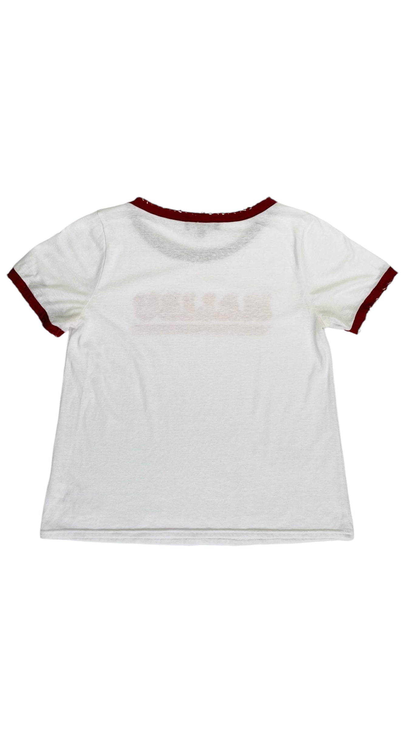 Pre-Loved white and rust ringer t-shirt - Size M