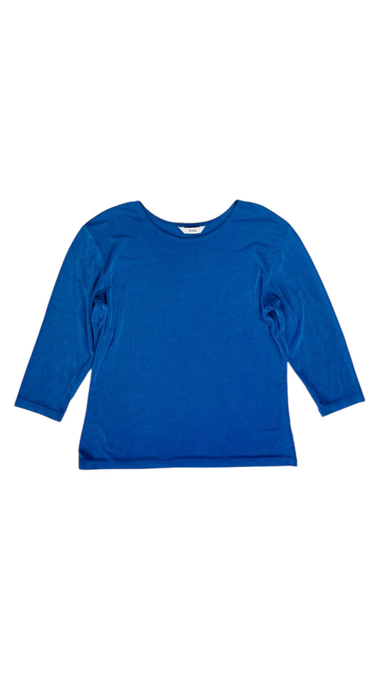 Vintage 90s blue bracelet sleeve slinky knit top - Size L