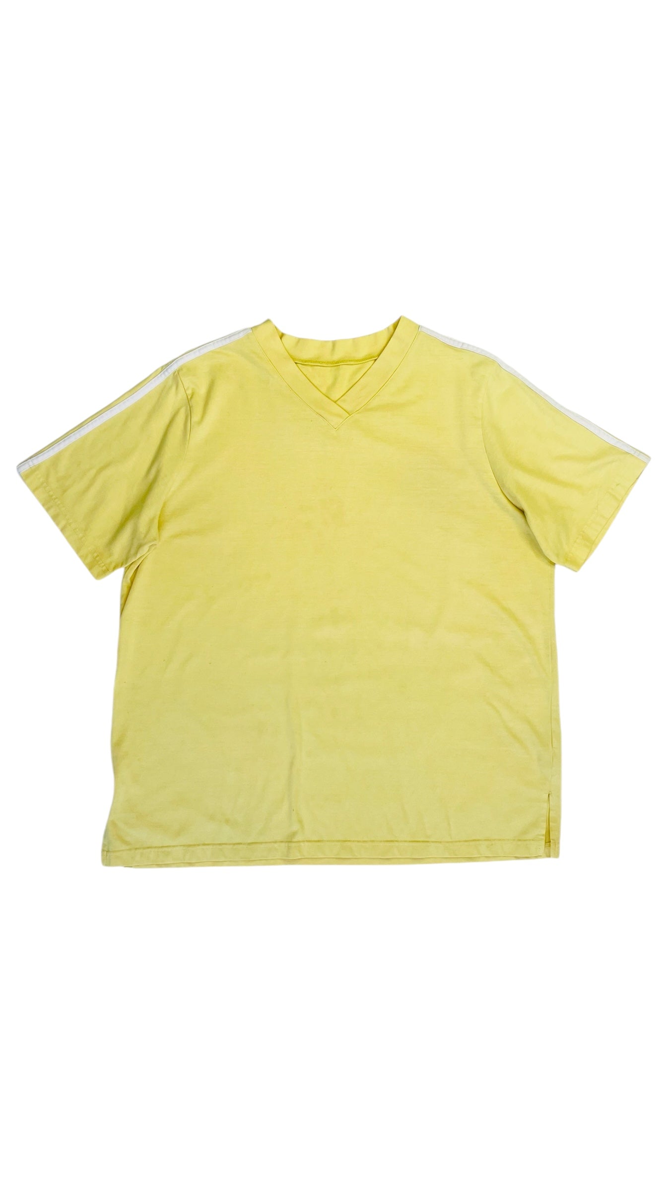 Vintage 90s yellow v neck t shirt - Size XL