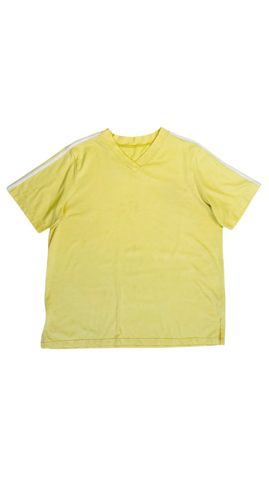 Vintage 90s yellow v neck t shirt - Size XL