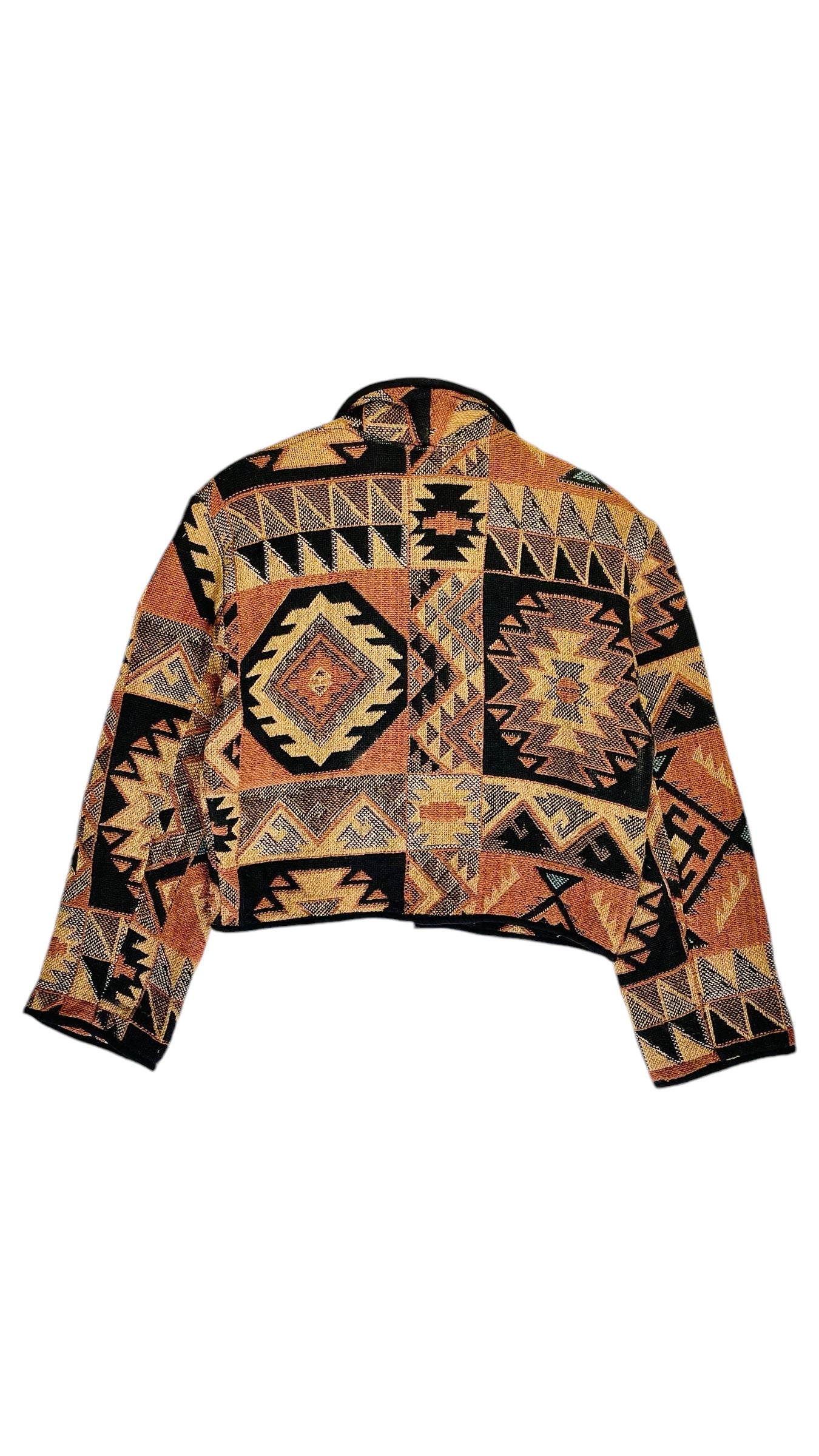 Vintage 90s southwest woven tapestry brown jacket - Size L