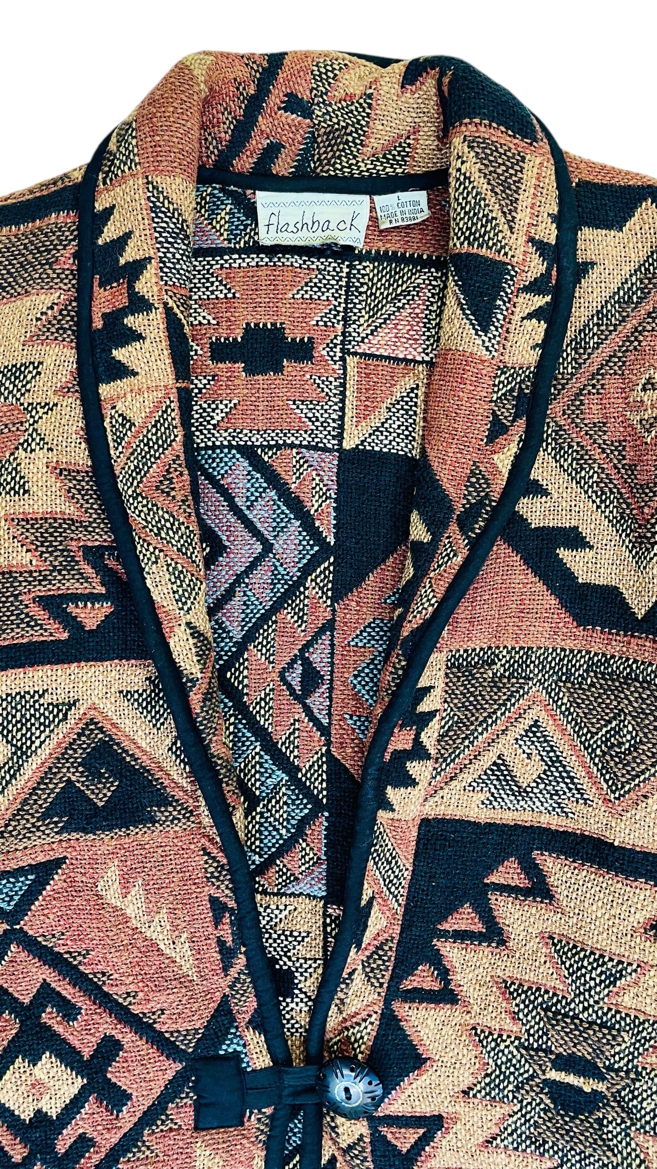 Vintage 90s southwest woven tapestry brown jacket - Size L