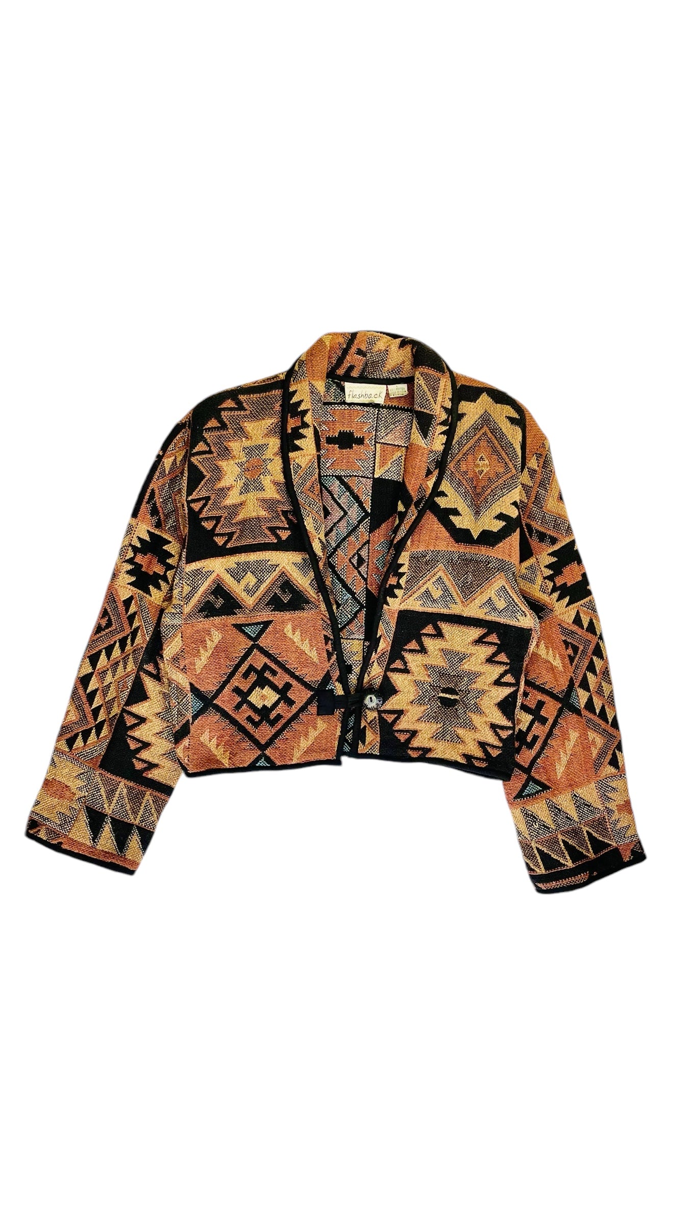 Vintage 90s southwest woven tapestry brown jacket - Size L