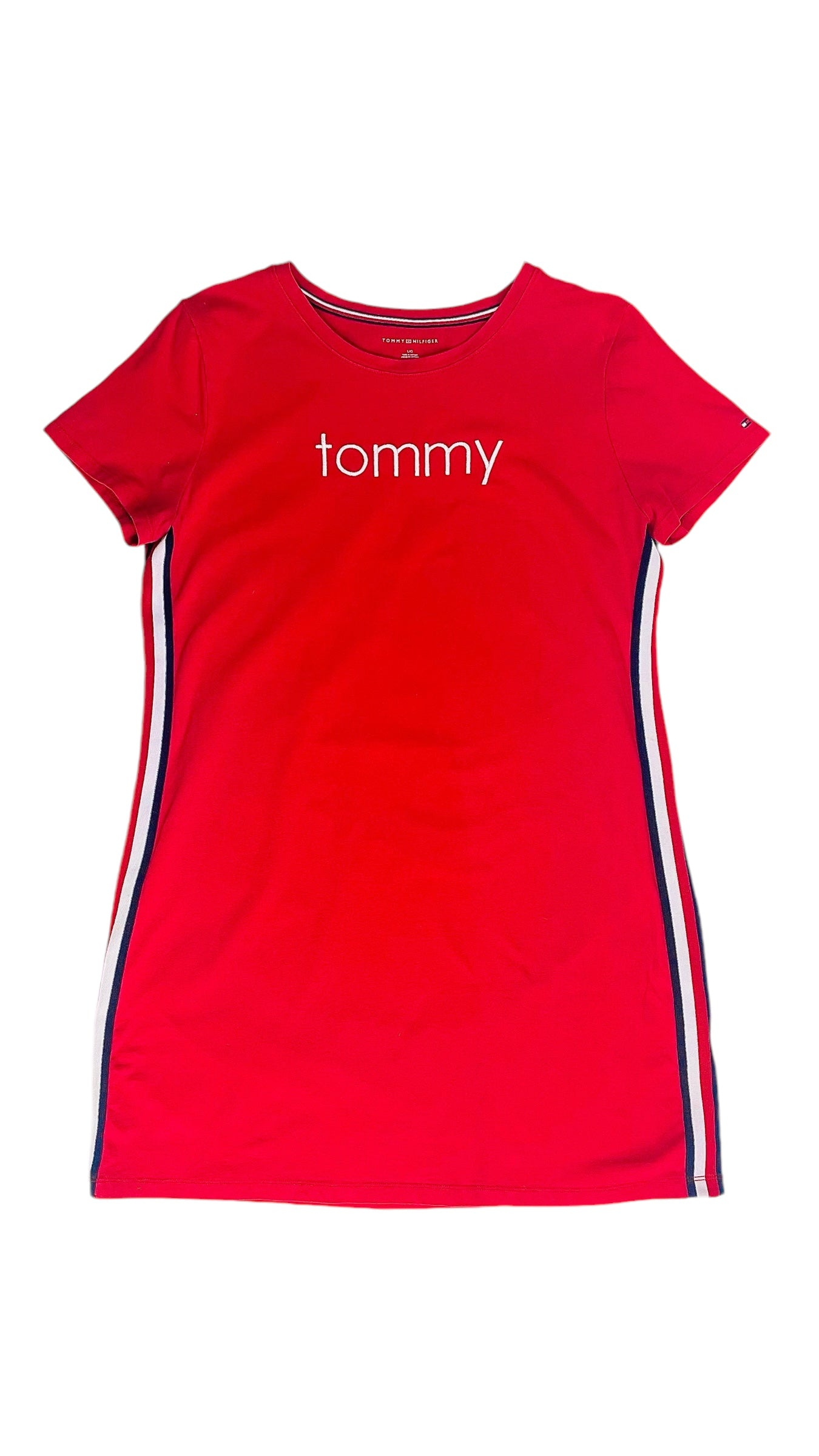 Vintage Y2K TOMMY HILFIGER red knit mini t shirt dress - Size L