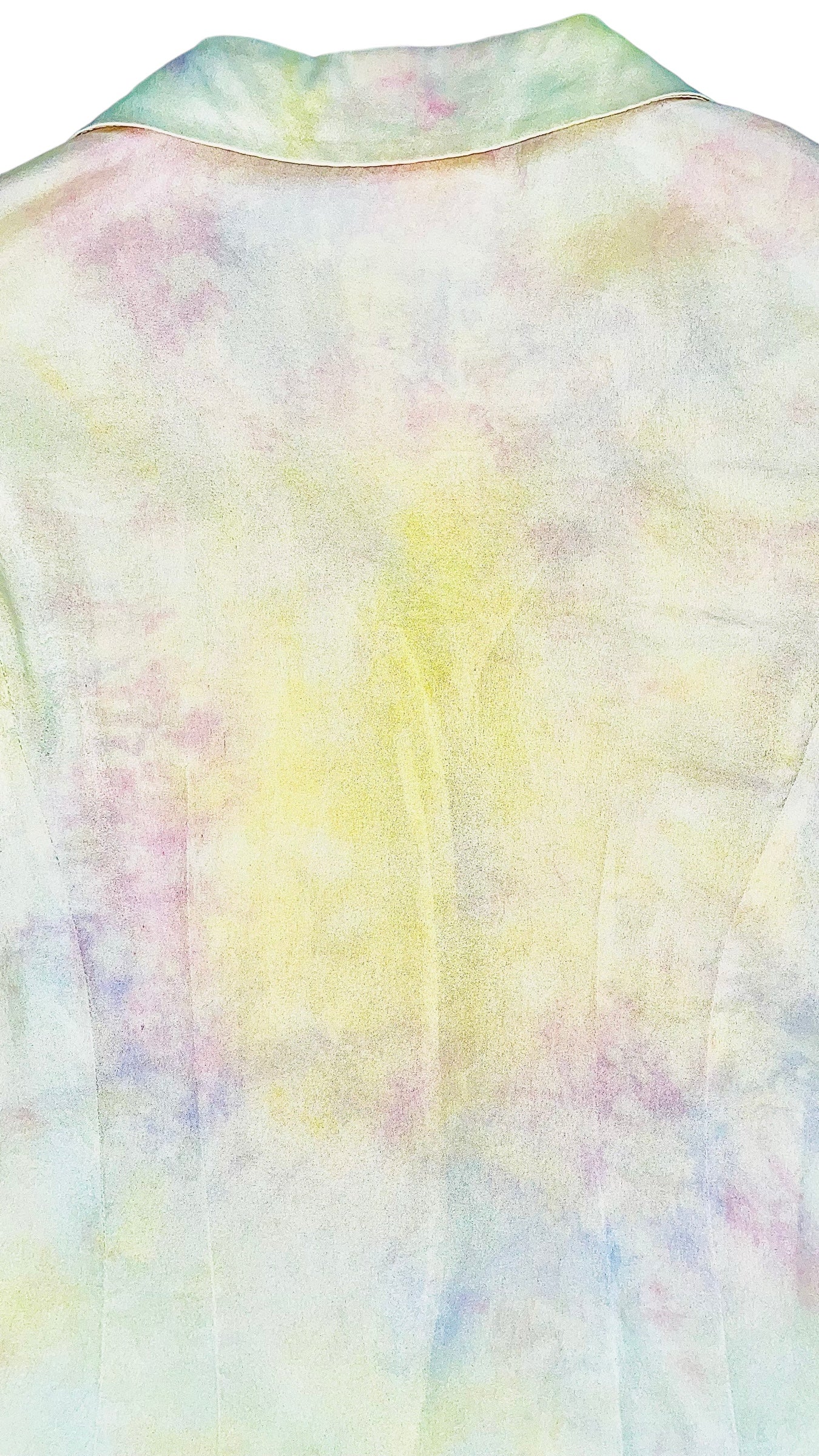 Vintage Y2K yellow multi tie dye long sleeve button up top - Size 38