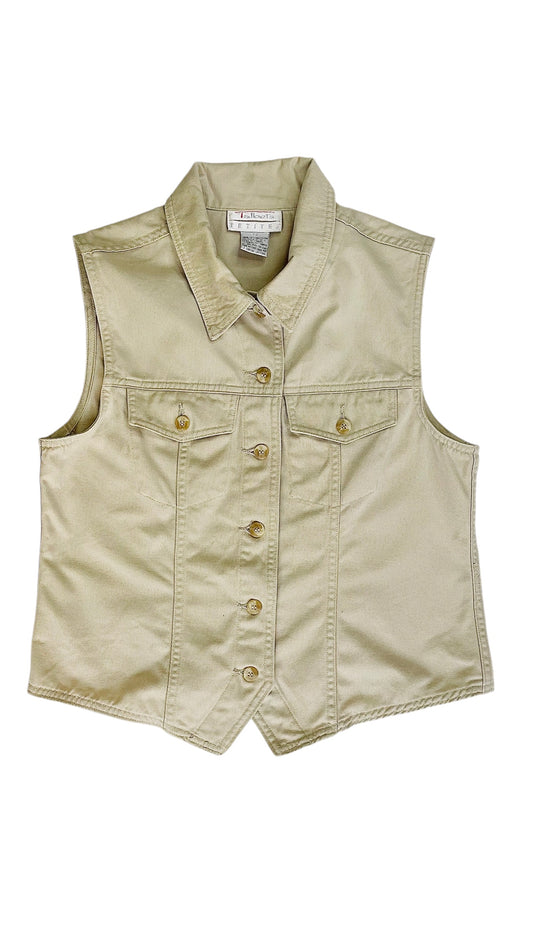 Vintage 90s beige tank top/button up vest - Size S