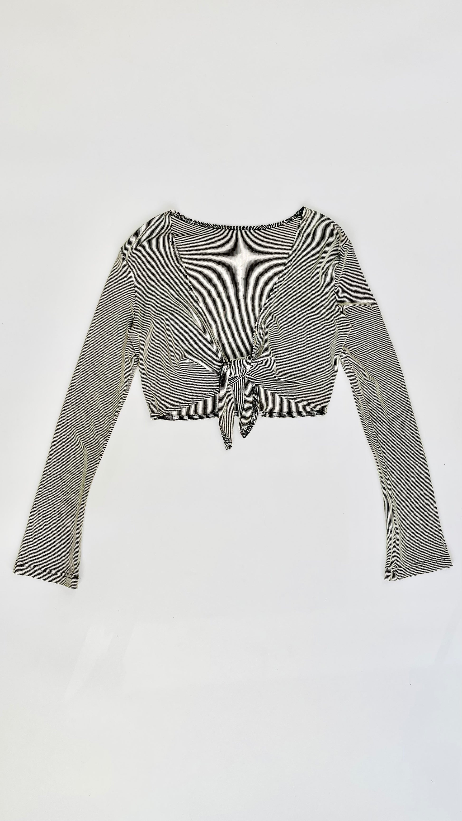 Vintage 90s grey knit long sleeve tie up crop top - Size XS – Ultrasuede  DTLA