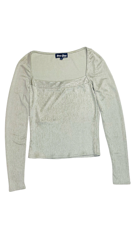 Vintage 90s silver knit long sleeve top - Size L